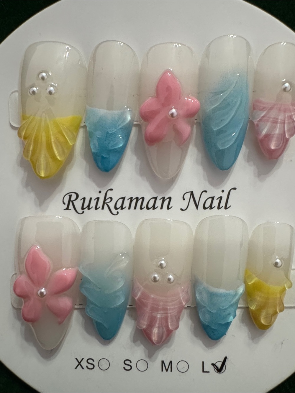 3D Floral Pastel Press-On Nails